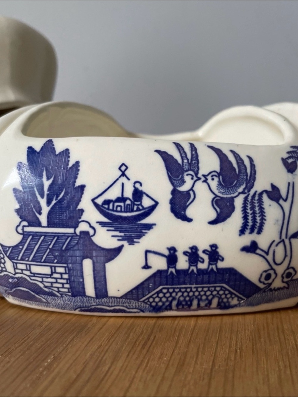 Vintage Blue Willow Dachshund 4-Piece Ceramic Planter Snack Set Japan - Picture 11 of 16